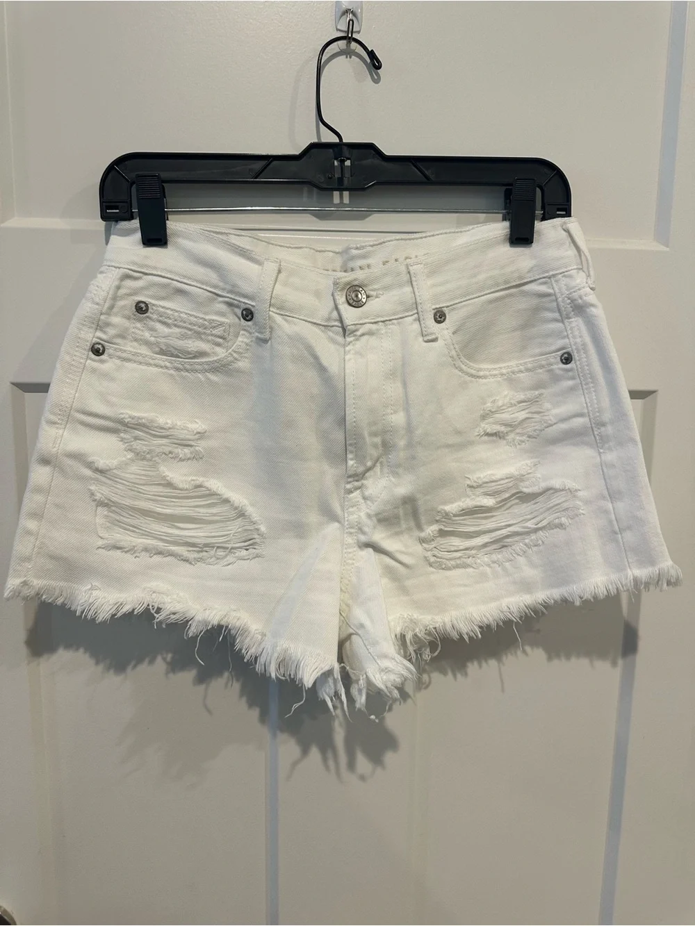American Eagle Outfitters White Distressed Denim Shorts